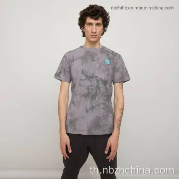 Mens Casual Tie Dye พิมพ์เสื้อยืดคอลูกเรือ